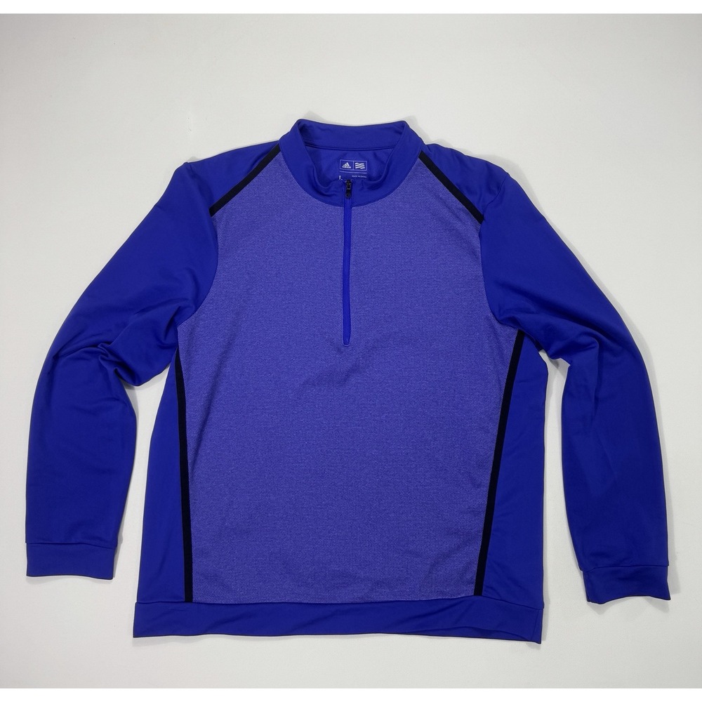 Adidas Golf Men Large Blue 1/4 Zip Pullover Performance Sweater Active Stretch L